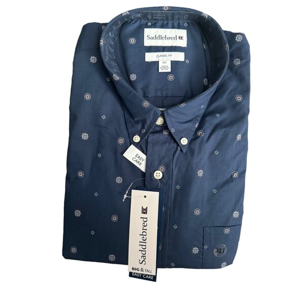 Saddlebred Classic Fit Button-Down Shirt XLT Blue Easy Care - Picture 1 of 12